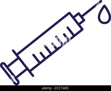 seringue de vaccin avec dessin vectoriel d'icône de style trait de chute Illustration de Vecteur