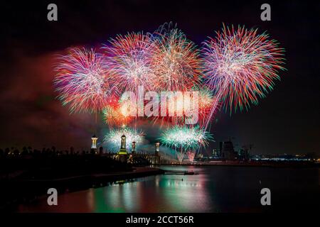 Feux d'artifice à Putrajaya, Malaisie Banque D'Images