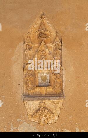 Fragment de relief dans l'atrium, basilique euphrasienne, patrimoine mondial de l'UNESCO, Porec, Istrie, Croatie Banque D'Images