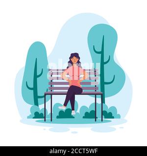 jeune femme décontractée assise dans le personnage avatar de chaise de parc illustration vectorielle Illustration de Vecteur