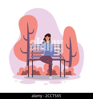 jeune femme décontractée assise dans le personnage avatar de chaise de parc illustration vectorielle Illustration de Vecteur