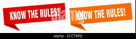 connaître le bandeau de règles. connaître les règles de l'étiquette de bulle de parole Illustration de Vecteur