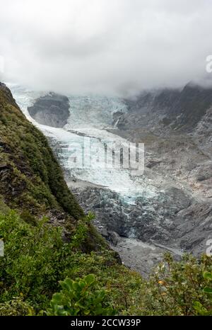 Vue panoramique sur le glacier François-Joseph depuis Roberts point, côte ouest/Île du Sud/Nouvelle-Zélande Banque D'Images