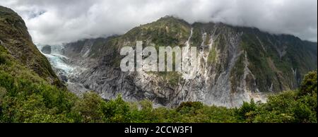 Vue panoramique sur le glacier François-Joseph depuis Roberts point, côte ouest/Île du Sud/Nouvelle-Zélande Banque D'Images