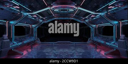 Intérieur grunge Spaceship avec rendu 3D noir Banque D'Images