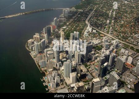 Vue aérienne de Brickell, un quartier de Miami, Floride, États-Unis Banque D'Images