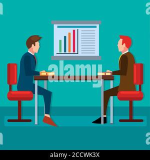 réunion au bureau illustration vectorielle dans un style plat Illustration de Vecteur