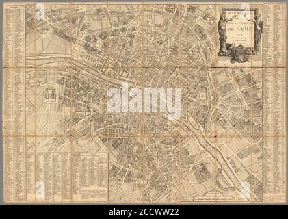 Jean Lattre, Plan routier de la ville et faubourg de Paris, 1774 - David Rumsey. Banque D'Images