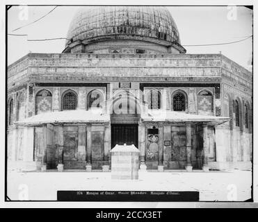 Jérusalem (El-Kouds). Mosquée d'Omar (c.-à-d., dôme du Rocher) montrant les détails. Banque D'Images