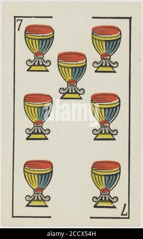 Jeu d'Aluette - Grimaud - 1860 - sept coupes. Banque D'Images