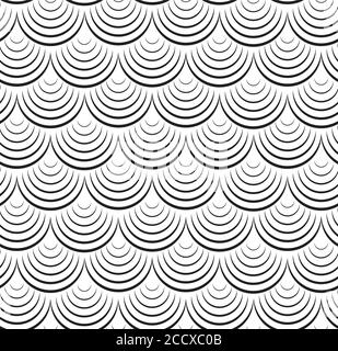 Texture noire et blanche sans couture des écailles de poisson. Motif vectoriel pour envelopper le papier, le papier peint et votre créativité Illustration de Vecteur