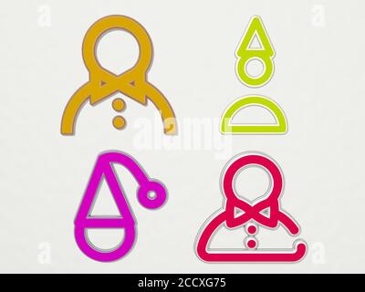 JEU de 4 icônes ANNIVERSAIRE POUR GARÇON, illustration 3D Banque D'Images