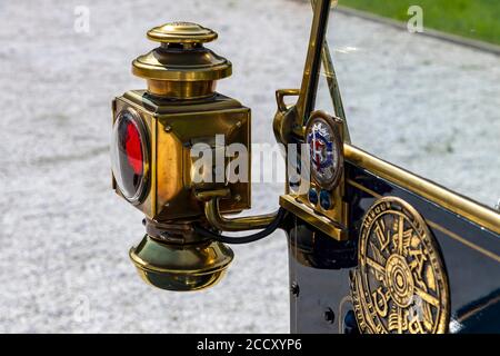 Oldtimer de Dion Bouton au, construit en 1907, 1 cylindre, capacité 942 ccm, puissance 8 ch, max 50 km/h sur route plate, inclinaison max 9-10 %, 3 rapports, détail Banque D'Images