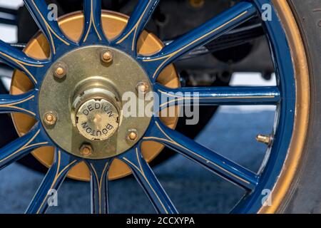 Oldtimer de Dion Bouton au, construit en 1907, 1 cylindre, capacité 942 ccm, puissance 8 ch, max 50 km/h sur piste plate, inclinaison max 9-10 %, 3 rapports, détail Banque D'Images