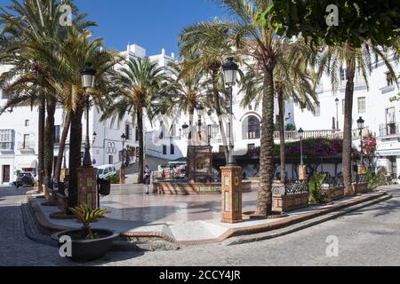 Plaza de Espana, Vejer de la Frontera, province de Cadix, Espagne Banque D'Images