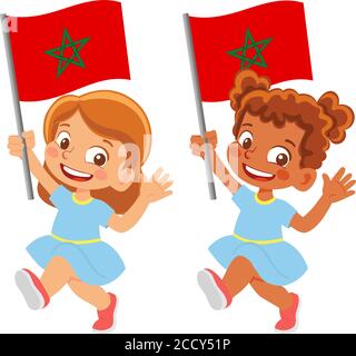 Drapeau marocain dans la main Illustration de Vecteur