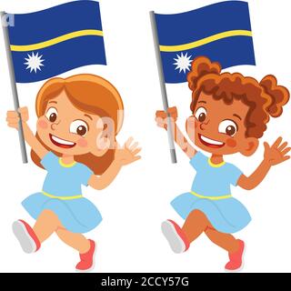 Drapeau de Nauru dans la main Illustration de Vecteur