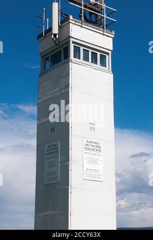 Ancienne tour de guet de la sécurité frontalière de la RDA, point Alpha Memorial, Rasdorf, Hesse, Geisa, Thuringe, Allemagne Banque D'Images