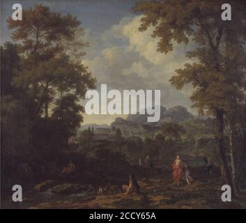Johannes Glauber - Paysage classique avec Diana (^) et elle Nymphes Banque D'Images