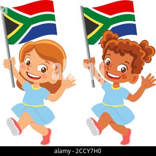 Drapeau d'Afrique du Sud dans la main Illustration de Vecteur
