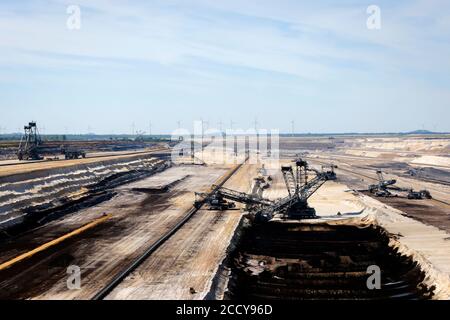 Inden, Rhénanie-du-Nord-Westphalie, Allemagne - RWE Lignite Opencast Mine Inden, la production sert exclusivement à alimenter la centrale électrique de Weisweiler, la Banque D'Images