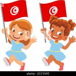 Drapeau tunisien à la main Illustration de Vecteur