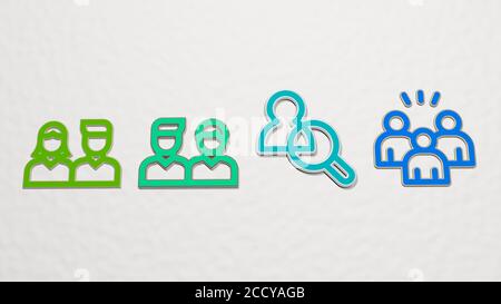 JEU d'icônes FRIENDS 4, illustration 3D Banque D'Images