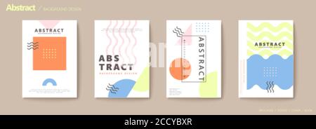 Décor géométrique moderne dans des tons pastel avec des formes rectangulaires, semi-circulaires, triangulaires et ondulées Illustration de Vecteur