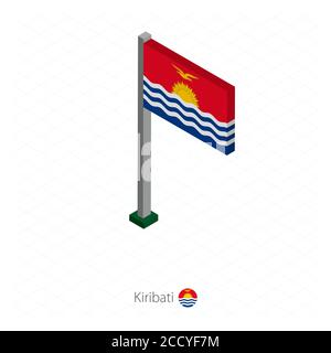 Kiribati drapeau sur Flagpole dans la dimension isométrique. Fond bleu isométrique. Illustration vectorielle. Illustration de Vecteur