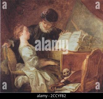 Jean-Honoré Fragonard - Die Musikstunde - ca1770. Banque D'Images