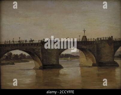 Johan Christian Clausen Dahl - Augustusbroen i Dresde Banque D'Images