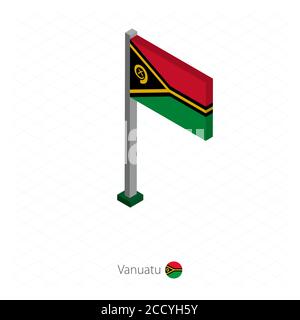 Drapeau de Vanuatu sur Flagpole dans la dimension isométrique. Fond bleu isométrique. Illustration vectorielle. Illustration de Vecteur