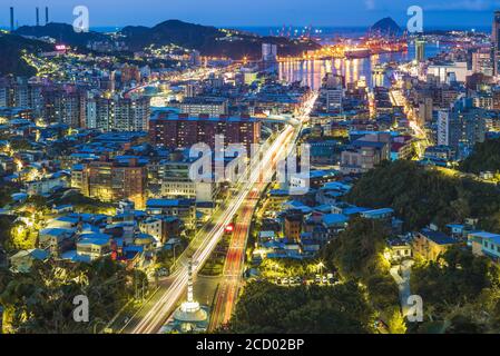 Paysage urbain de la ville et du port de keelung à taïwan Banque D'Images