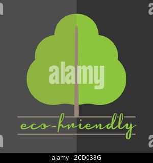 logo ou étiquette respectueux de l'environnement avec symbole d'arbre et texte, illustration vectorielle