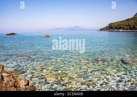 Paysage panoramique de la côte de Maratea et plage, région Basilicate, Italie Banque D'Images