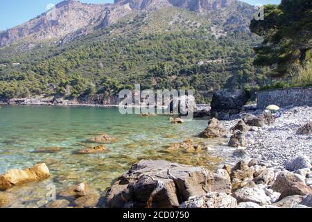 Paysage panoramique de la côte de Maratea et plage, région Basilicate, Italie Banque D'Images