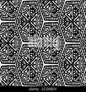 motif vectoriel hexagonal sans couture noir et blanc Illustration de Vecteur