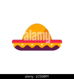Chapeau de sombrero mexicain dans un style plat tendance isolé. Illustration du vecteur de stock. Illustration de Vecteur