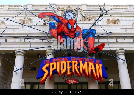 Photo de The Amazing Adventure of Spider Man, l'une des attractions les plus célèbres de Universal Studios Japan.SPIDER MAN. Banque D'Images