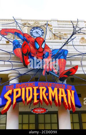 Photo de The Amazing Adventure of Spider Man, l'une des attractions les plus célèbres de Universal Studios Japan.SPIDER MAN. Banque D'Images