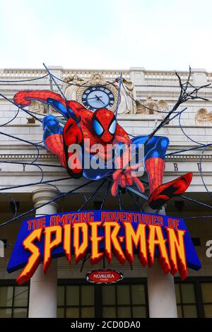 Photo de The Amazing Adventure of Spider Man, l'une des attractions les plus célèbres de Universal Studios Japan.SPIDER MAN. Banque D'Images