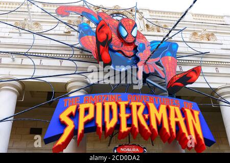 Photo de The Amazing Adventure of Spider Man, l'une des attractions les plus célèbres de Universal Studios Japan.SPIDER MAN. Banque D'Images