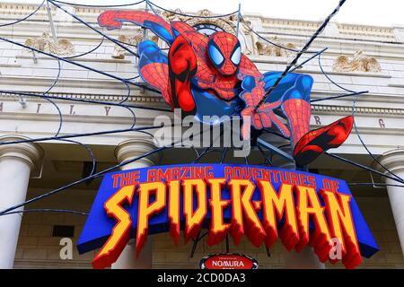 Photo de The Amazing Adventure of Spider Man, l'une des attractions les plus célèbres de Universal Studios Japan.SPIDER MAN. Banque D'Images