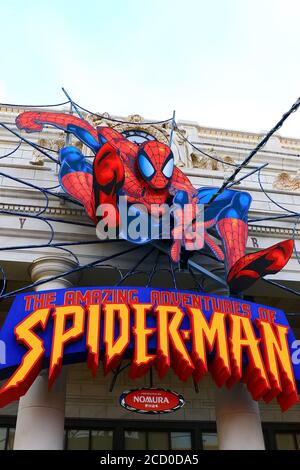 Photo de The Amazing Adventure of Spider Man, l'une des attractions les plus célèbres de Universal Studios Japan.SPIDER MAN. Banque D'Images