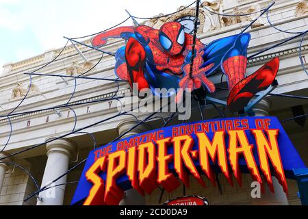 Photo de The Amazing Adventure of Spider Man, l'une des attractions les plus célèbres de Universal Studios Japan.SPIDER MAN. Banque D'Images