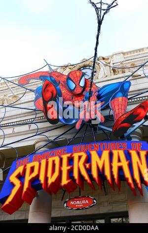 Photo de The Amazing Adventure of Spider Man, l'une des attractions les plus célèbres de Universal Studios Japan.SPIDER MAN. Banque D'Images