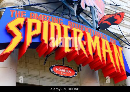 Photo de The Amazing Adventure of Spider Man, l'une des attractions les plus célèbres de Universal Studios Japan.SPIDER MAN. Banque D'Images