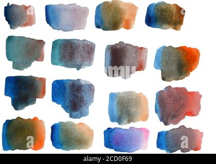 Les aquarelles bleues et rouges dégradés les mélanges Banque D'Images