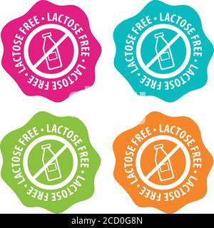 Badges sans lactose. Vecteur Eps10. Illustration de Vecteur