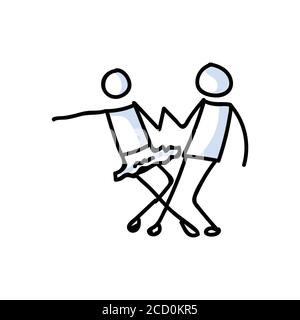 Concept de danseur de ballet stickman dessiné à la main. Simple contour ballerina figure doodle icône clipart. Pour le dessin d'un studio de danse ou d'un artiste de théâtre Illustration de Vecteur